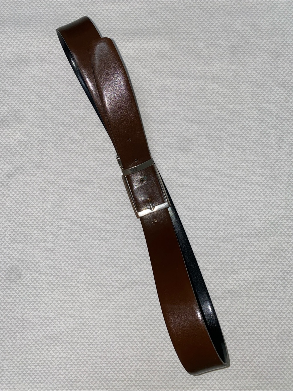 Men's Brown Genuine Leather Belt with Silver Buckle